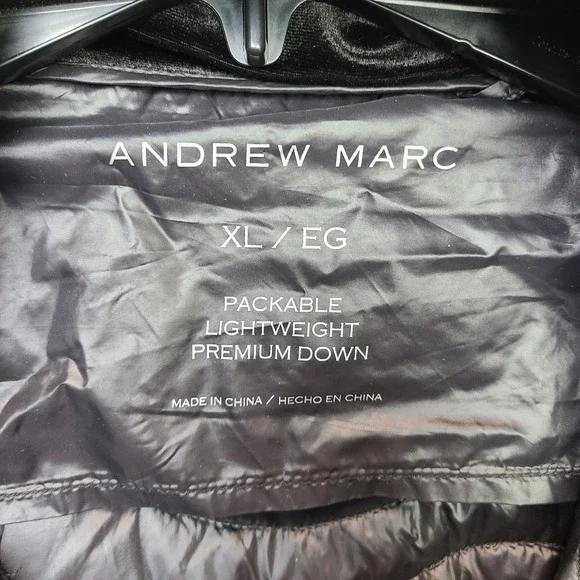 Andrew Marc Down Packable Maxi Jacket Women XL‎ Black 650 Fill Removeable Hood - Picture 6 of 13